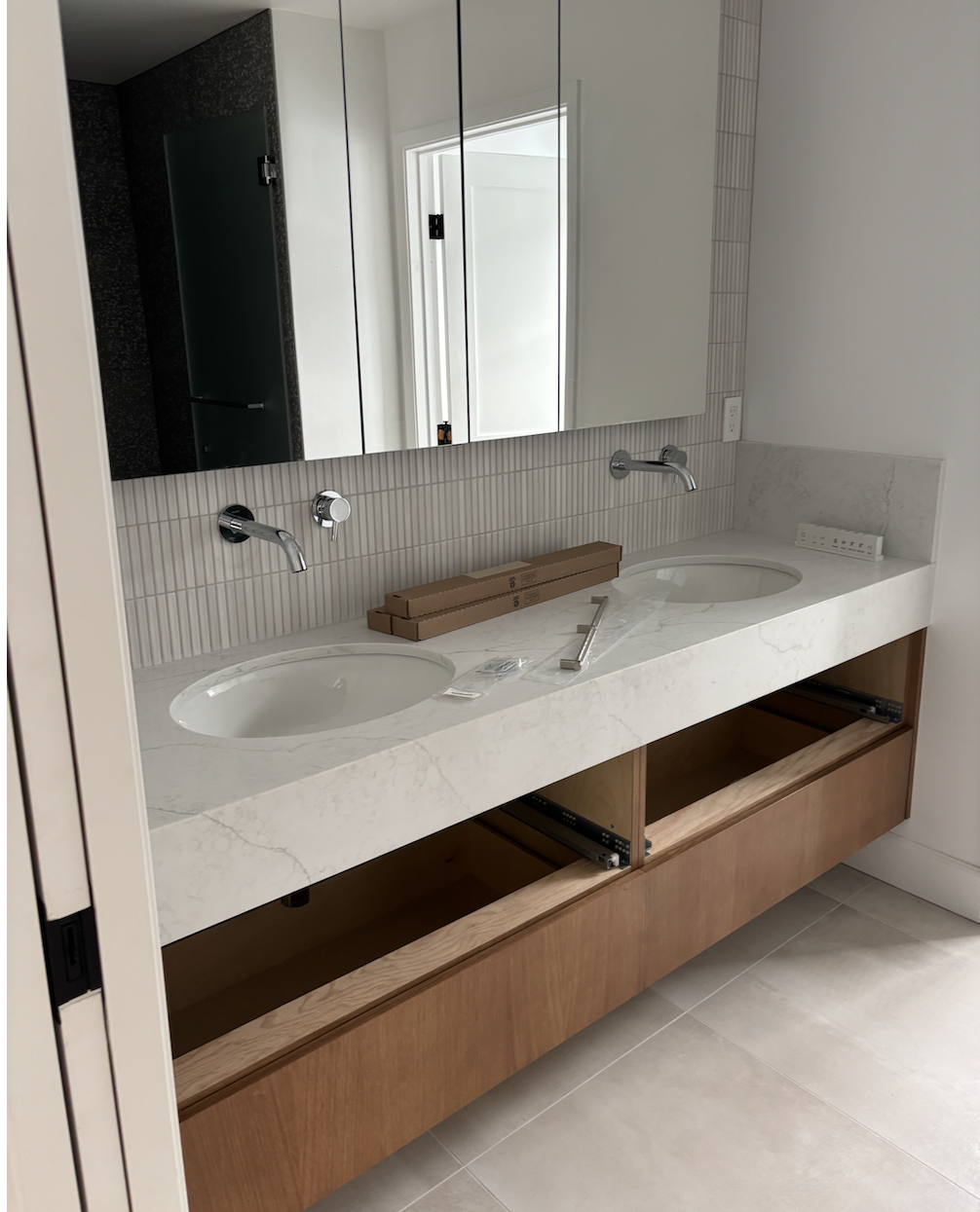 Floating Marble Double Vanity