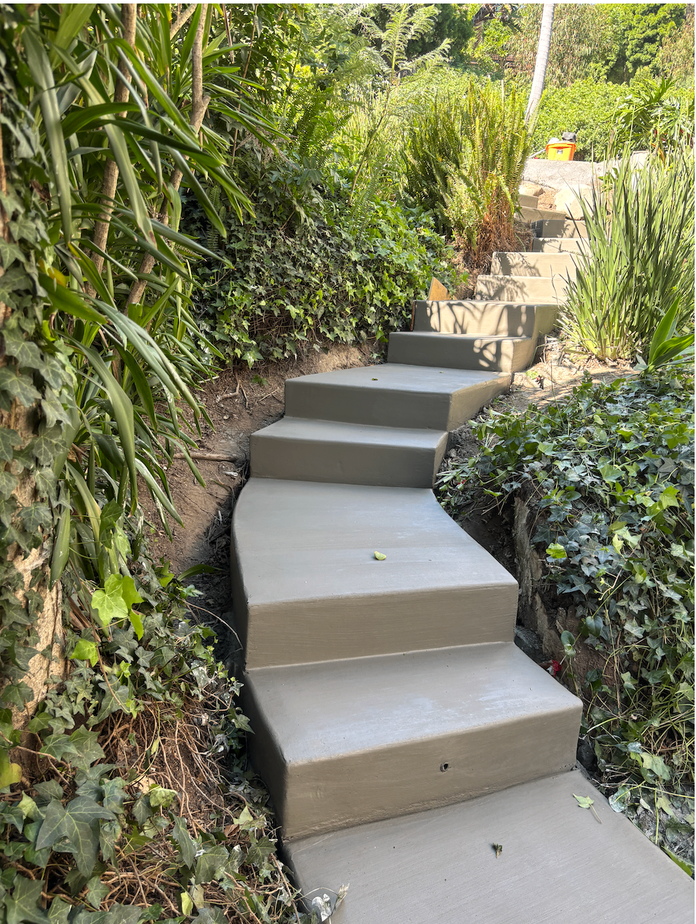 Poured concrete garden steps built by CLG